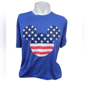 Disney Mickey Mouse American Flag Shirt Patriotic USA Graphic Tee Men’s L